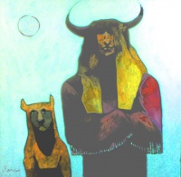Visions West Gallery :: 1 my-darling-clementine Thom :: Buffalo Man and Dog