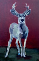 Visions West Gallery :: Bruce :: Deer on Dark Red