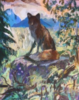 Visions West Gallery :: Bruce :: Fox in Dappled on a Good Hearted Friend