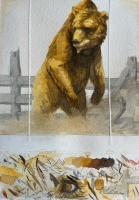 Visions West Gallery :: Bruce :: Study for Bear Baiting with Permanent Yellow Orange