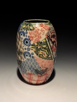 Visions West Gallery :: Bruce :: Magical Beasts Colorful Patchwork Vase