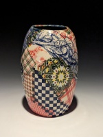Visions West Gallery :: Bruce :: Pattern Wave Colorful Patchwork Vase