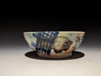 Visions West Gallery :: Bruce :: Buffalo Lion Ram Western Winter Bowl