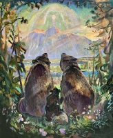 Visions West Gallery :: Bruce :: A Moment of Paws, Contemplating the Moonrise and All the Moonrises That Have Come Before and Still to Come