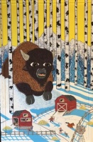 Visions West Gallery :: Bruce :: Bison Approaches Farmland in Winter