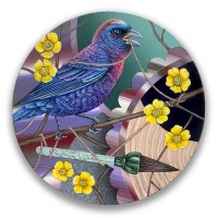 Visions West Gallery :: 2147483647 cadenas-de-amor Christian :: Bird alphabet tondo- B (bunting and brush)