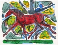 Visions West Gallery :: Bruce :: Red Horse with Blue Figure