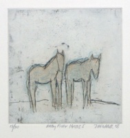 Visions West Gallery :: Bruce :: Ruby River Horses I- Drypoint Aquatint