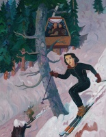 Visions West Gallery :: Bruce :: Through the Trees (you never know who you'll meet on a gondola)